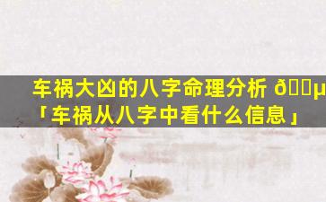 车祸大凶的八字命理分析 🌵 「车祸从八字中看什么信息」